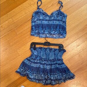 Blue Patterned Women's Skirt Set
